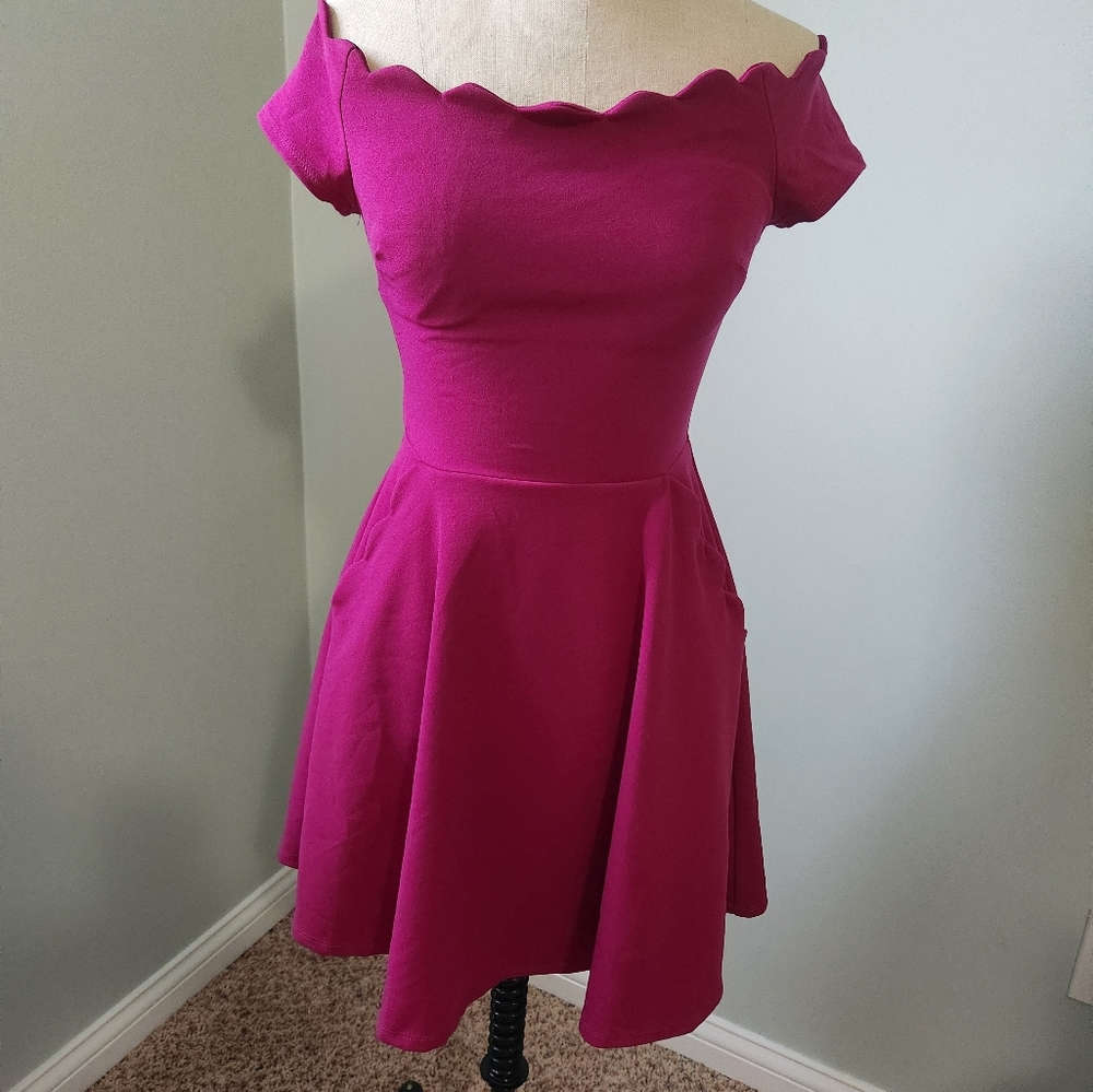 Elegant Off-Shoulder Pink Dress